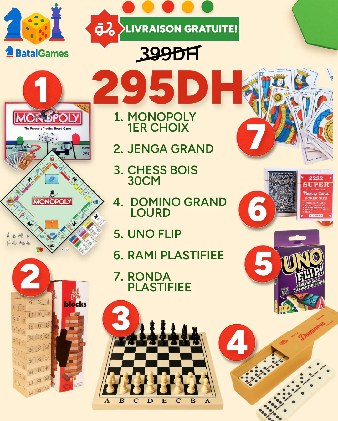 PACK 7 JEUX MONOPOLY - LIVRAISON GRATUITE